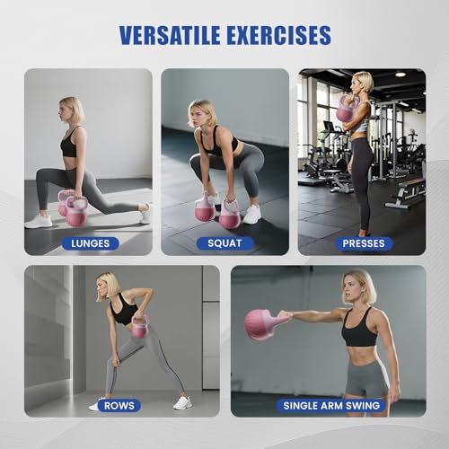 YYJO Soft Kettlebell - Shook Resistance Base Anti-Slip, Wide-Grip Handle 5/10/15 LBS Weights Strength and Safety for Women and Men Workout- Color Coded - color: 10LBS-Pink