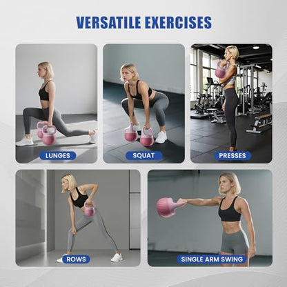 YYJO Soft Kettlebell - Shook Resistance Base Anti-Slip, Wide-Grip Handle 5/10/15 LBS Weights Strength and Safety for Women and Men Workout- Color Coded - color: 10LBS-Pink