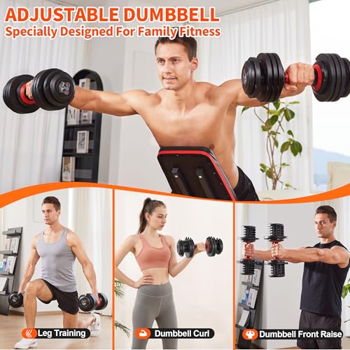 Adjustable Dumbbell Set, 10-in-1 25LB/55LB/90LB Ajustable Dumbbells with Safe Locking System, Enclosed Storage Tray, 1 Sec Fast Adjustment, Comfortable Non-Slip Textured Grip, Suitable for Home Gym Workouts Men and Women
