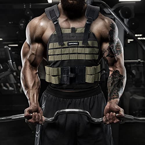 Tactical Adjustable Weighted Vest with Weight Plates Included, Quick Release Strength Training Weight, Running, Workout Vest for Men and Women, Adjustable from 12lbs to 31lbs