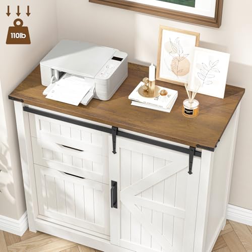 Vabches Lateral Filing Cabinets with Adjustable Shelf, Off White - color: Off White, size: 3 Drawers