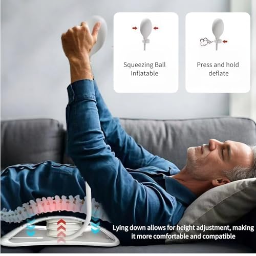 Back Stretcher for Lower Back Pain Relief, Adjustable Lumbar Traction Device, Spinal Decompression Board with Acupressure Points, Posture Corrector for Women and Men