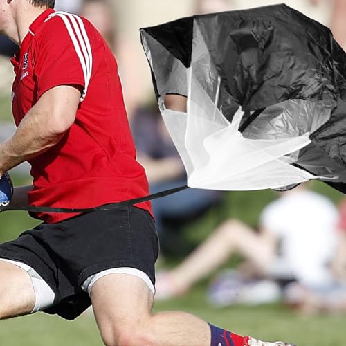Uonlytech Resistance Parachute with Waist Belt for Running Speed Training, Football Power Resistance Chute for Sprint Agility, Lightweight Black Sports Parachute for Track and Field Fitness