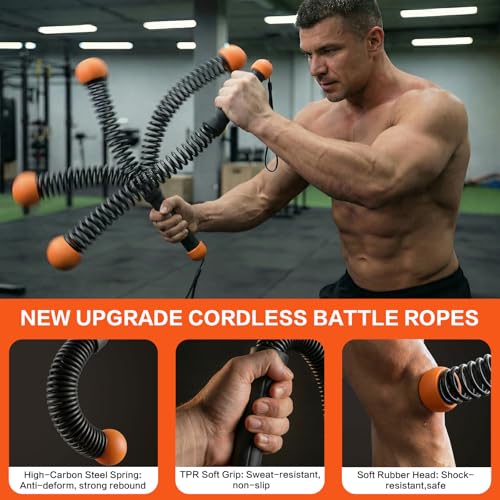 Ropeless Battle Ropes for Home Gym, Portable Cordless Weighted Battle Rope - size: Standard Orange