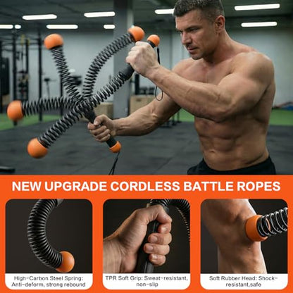 Ropeless Battle Ropes for Home Gym, Portable Cordless Weighted Battle Rope - size: Standard Orange