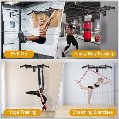Kipika 48" Ceiling Mounted Pull Up Bar, Heavy Duty Multi-Grip Chin Up Bar,Mounted Pullup Bar, Adjustable Height, Pull Up Bands for Chin Ups & Body Stretching, Ideal for Home Gym and Strength Training - color: A: Pull-up Bar