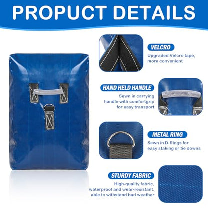 4pcs Vinyl Sandbags with Handle, 50lb Capacity Bounce House Sand Bags, Duty Sand Bag Anchor Safety Weight Product for Inflatable Trampolines and Water Slides (Blue)