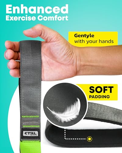 Stretching Strap with Loops - Non Elastic Stretch Band for Physical Therapy, Yoga Strap for Stretching Equipment, Stretch Bands for Exercise and Flexibility - Fascia, Hamstring & Leg Stretcher Belt