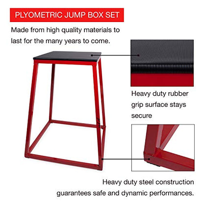 JFIT Plyometric Boxes - Made in Taiwan NO Assembly Required Single - Height Box Set and Adjustable Box Options Plyometric Platform and Jumping Agility Box for Training Conditioning Strength Training - style: 12",18",24",30" (Set of 4 Plyo Boxes)