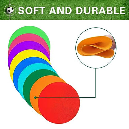 Poly Spot Markers 4.73 inch/10 inch 12 Pcs Non-Slip Rubber Agility Training Markers Floor Dots Flat Field Cones for Football, Soccer, Basketball, School Exercise Drills, Dance Practice