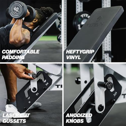 Titan Fitness TITAN Series Adjustable Bench, Supports 600 LB Incline, 1,000 LB Flat, Versatile Single Post Utility Workout Bench for Home Gym, Weightlifting, Strength Training - color: White