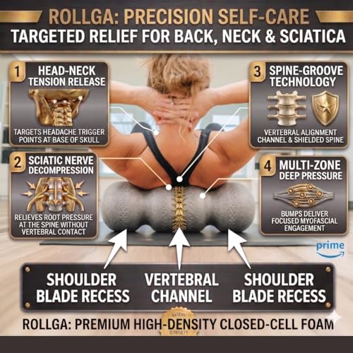 Rollga Foam Roller - High Density Foam Roller for Back Pain Relief, Deep Tissue Massage & Muscle Recovery. Physical Therapy Exercise Tool for Neck, Back, Legs, & Feet. Yoga & Pilates Roller - color: Silver