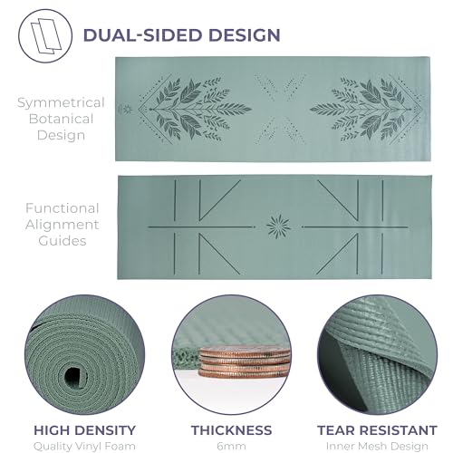 Ascend Yoga Mat - Premium 6mm Thick, 72" x 24", Solid or Reversible Print, Non Slip, Tear Resistant, Workout Mats for Pilates, Home, Studio, Fitness, Gym, Training, Floor Stretching