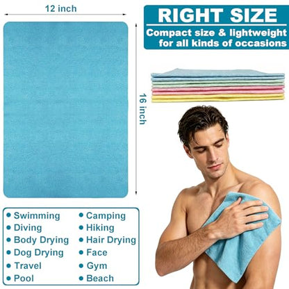 Quick Dry Towels & Washcloths 8 Pack,12 X 16 in | Absorbent,Wring out Easily