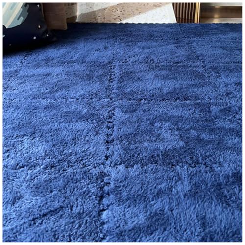 14 Pcs Carpet Puzzle Mats for Floor,Plush Carpet Tiles Interlocking Floor Mats,Fluffy Thick Foam Floor Tiles Puzzle Rug for Playroom,Classroom,Gym,Basement,Navy Blue - color: Navy Blue