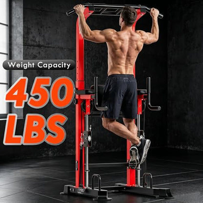 SogesPower Power Tower Dip Station Pull Up Bar for Home Gym Multi-Function Adjustable Height Strength Training Workout Equipment