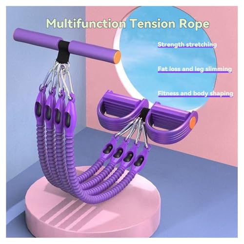Multifunction Tension Rope Set,Upgraded Smart Stirrup Puller Adjust Sit Up Bar-Pedal Puller Tensioner Workout Bands Resistance with Abdomen/Waist/Leg/Hips/Chest/Back
