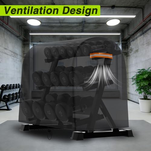EVRBUL Dumbbell Weight Rack Cover Waterproof Dustproof Compatible with Home Gym Dumbbell Set Brackets (40” L x 25” W x 35” H)