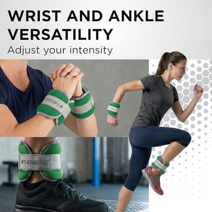 Theraband 25871 Comfort Fit Ankle & Wrist Cuff Wrap Weight Set, 1.5lbs, Green - size: Level 2 / 1.5lb - Green