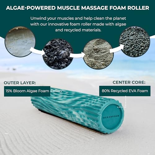 Tidal Roller - Jade & Seafoam Marbled - Muscle Massage Foam Roller for Back Pain & Stretching - Firm and Ergonomic Wide Wave Textured - Yoga, Athletics, & Wellness - Full Size, 20" x 5" - color: Jade & Seafoam Marbled