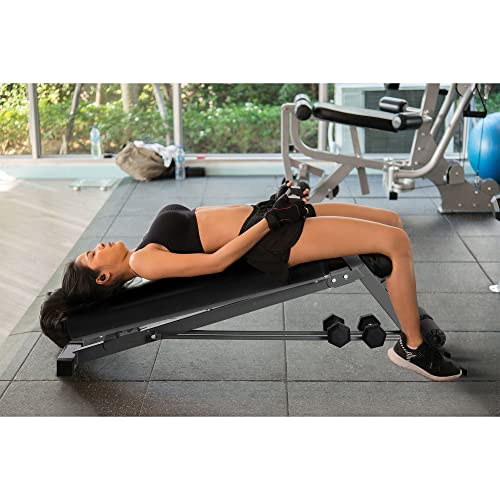 Adjustable Flat & Decline Bench, Weight Lifting and Training Equipment for Full Body Workout - Padded Seat and Dumbbell Storage