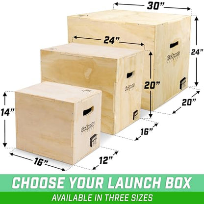 GoSports Fitness 3-in-1 Plyo Jump Box - Small, Standard, or XL - Launch Box Exercises for All Skill Levels - style: Small - 12 Inch x 14 Inch x 16 Inch