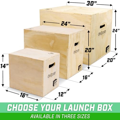 GoSports Fitness 3-in-1 Plyo Jump Box - Small, Standard, or XL - Launch Box Exercises for All Skill Levels - style: Standard - 16 Inch x 20" x 24 Inch