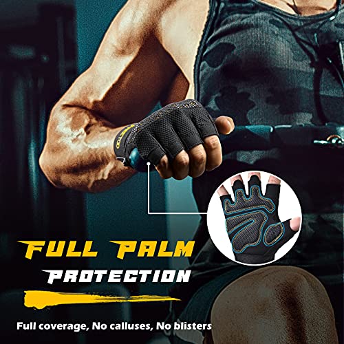 FREETOO Workout Gloves for Men, Weight Lifting Gloves with Full Palm Protection, Ultra Ventilated, Cushion Pads and Silicone Grip - size: Medium