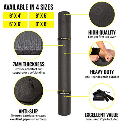 ActiveGear Large Exercise Mat for Home Workout | Workout Gym Flooring for Home Gym | Rubber Workout Mat - 6 x 4 ft