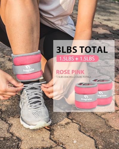 Ankle Weights, 1/2/3/4/6/8/10 LB 1 Pair Wrist Leg Arm Weight for Women, Men - color: Pink, size: 1.5 lbs x2