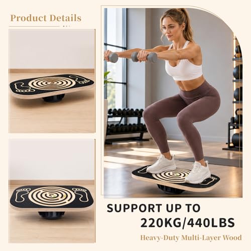 Wooden Balance Board Maze, Wobble Balance Board for Kids and Adults, for Core Strength Training, Leg Workout, Physical Therapy, Fitness, Skateboarding with Labyrinth