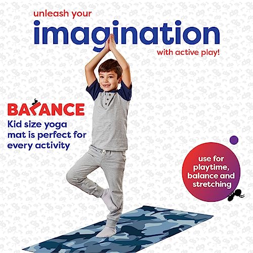 Antsy Pants Kids Yoga Mat - Yoga Mat for Kids, Yoga Mats for Home Workout, Travel Yoga Mat, Yoga Mat Non Slip, 60” x 24”, 3mm Free of Toxic Phthalates - color: Blue Shark