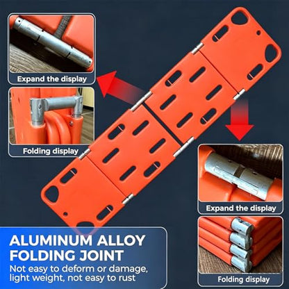 Foldable Spine Board Stretcher Kit - Portable Water Backboard for Hospitals, Clinics, Families & Sports - 4-Fold Lightweight Transport Stretcher