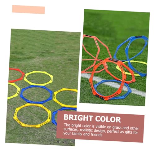 Kisangel Multi-Function Speeds Train Rings and Octangular Agility Circles Set, Portable 36cm Football Training Rings in Yellow, Orange, Blue, and Green for Soccer Speed and Agility Drills