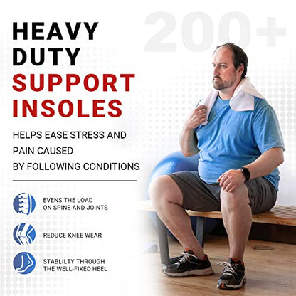 Heavy Duty Support Pain Relief Orthotics - 220+ lbs Plantar Fasciitis High Arch Support Insoles for Men Women, Flat Feet Insert, Work Boot Shoe Insole, Absorb Shock with Every Step