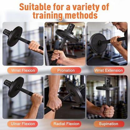 SNADER Wrist & Forearm Strengthener – Fits 2" Olympic Weight Plates, Forearm Bar for Wrist Strength & Rotation Training, Ideal Choice for Grip and Forearm Muscle Building ﻿