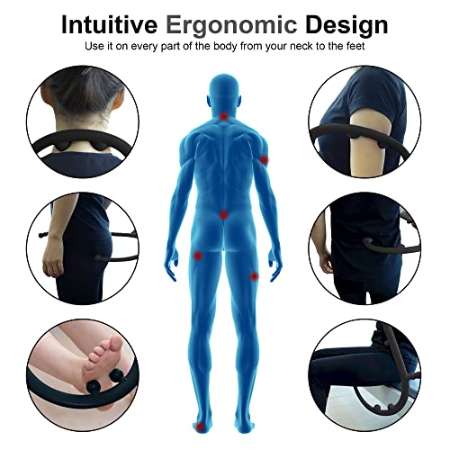 Massage Trigger Point Cane, Muscle Release Tool Self Massage Hook Cane, Handheld Back, Neck, Shoulder, Leg and Feet Massager Rod, Body Deep Tissue Gifts for Men & Women, Black - color: Black