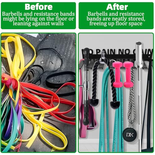 Home Gym Accessories Organization Storage Rack Equipment For Home 8 Hook Wall Hanger Display Gear Barbells Resistance Bands Jump Ropes Lifting Belt Hanger Accessories Hardware Included
