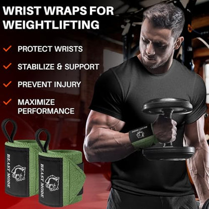 Weightlifting 18" & 12" Wrist Wraps with Thumb Loop – Heavy Duty Wrist Workout Braces for Men and Women – Ideal for Powerlifting, Strength Training, Bodybuilding