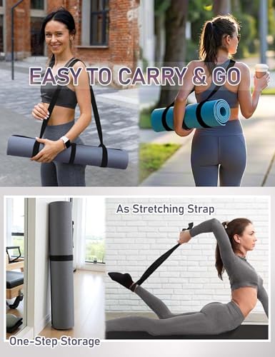 Yoga Mat Carrier Strap - Adjustable Thick and Wide Strap for Carrying Mat or Stretching, Black