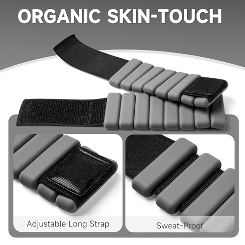 Weighted Bangles for Wrist and Ankle Weights for Women 1LB Each (Set of 2) | Farizonova Workout Weights for Yoga, Pilates & Walking | Leg & Arm Weights Men GREY