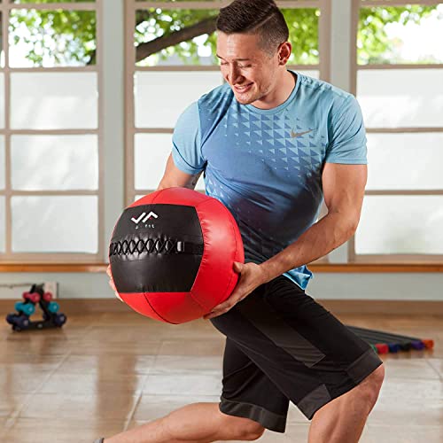 JFit Wall Ball – Premium Soft Weighted Exercise Ball for Strength, Conditioning, Gym & Home Workouts, 4-30 LB - color: Blue/Black, style: 4-Pound