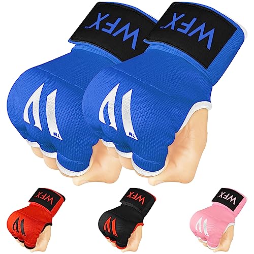 WFX Kids Junior Boxing Hand Wraps Inner Gloves Gel Padded Elasticated Padded Fist Under Gloves Pair Combat Sports for Young Fighters Gel Boxing Hand Wraps - color: Blue