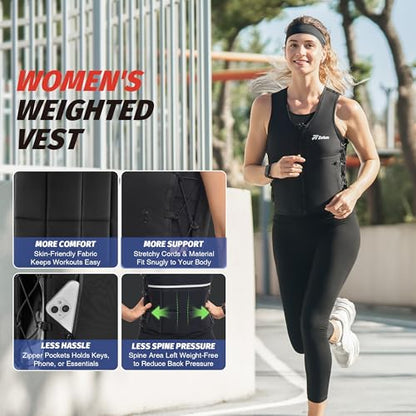 ZELUS Weighted Vest Woman, Adjustable Weighted Vest 1-10lb/ 1-15lb with Removable Z-Fit Soft Iron Weights, for Weight Loss Running Walking Rucking Strength Training, Reflective & Pocket Design - size: 10LB&L