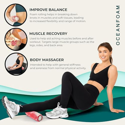 Oceanfoam Ripple Roller Small Foam Roller for Physical Therapy, Red Marbled - color: Red Marbled