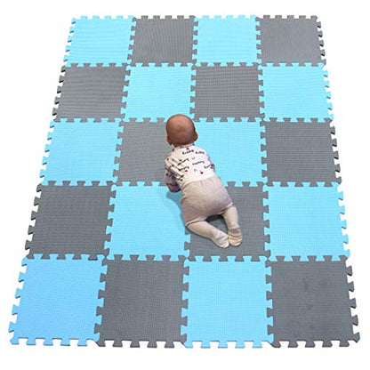 YIMINYUER® 20 Tiles (30cm×30cm×1cm Each Tile) Baby Soft Puzzle Play Mats, Kids Thick EVA Foam Floor, Toddlers & Children's Soft Interlocking Mat R07R12G301020 - color: Blue Gray