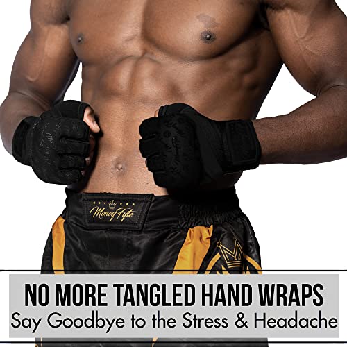 Quick Gel Boxing Wraps Under Boxing Gloves - Kickboxing MMA Muay Thai - Fist, Knuckle, Wrist Wrap Protection Inner Glove Hand Wraps - Men Women Kids - color: All Black, size: X-Small