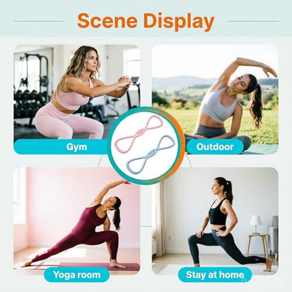 2PCS Figure 8 Resistance Bands with Handles – 15 lbs & 25 lbs Workout Bands for Women Men, Non-Slip Grip for Arms Yoga Pilates Physical Therap