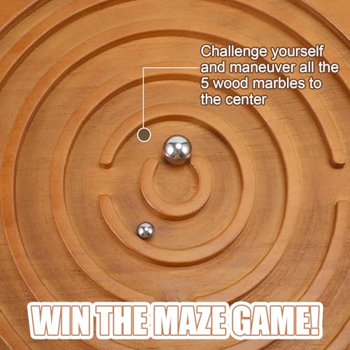 Maze Balance Board for Kids Wobble Wooden Board with 2 Beads for Toddlers, Teens, Adult, Leg Workout, Exercise Training, Physical Therapy, Body Weight Fitness, Skiing, Surfing, Skateboarding