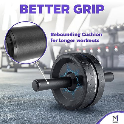 Ab Roller Wheel, Abs Workout Machine, Perfect for Core & Abdominal Strength Training, Exercise Wheels for Home Gym w/Knee Pad, Fitness Equipment for Sports